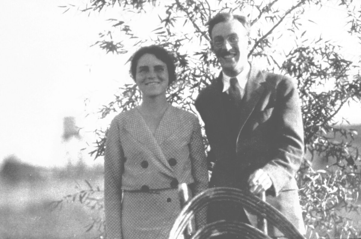 Black and white photograph of man and woman